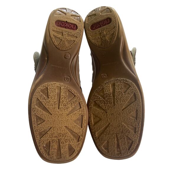 RIEKER Size 40 Mary Janes Leather Cut Out Upper Comfort Shoes Tan Boho Doris - Picture 6 of 10